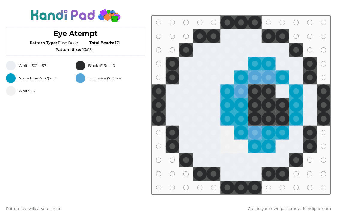 Eye Atempt - Fuse Bead Pattern by iwilleatyour_heart on Kandi Pad - eyeball,halloween,spooky,anatomy,holiday,white