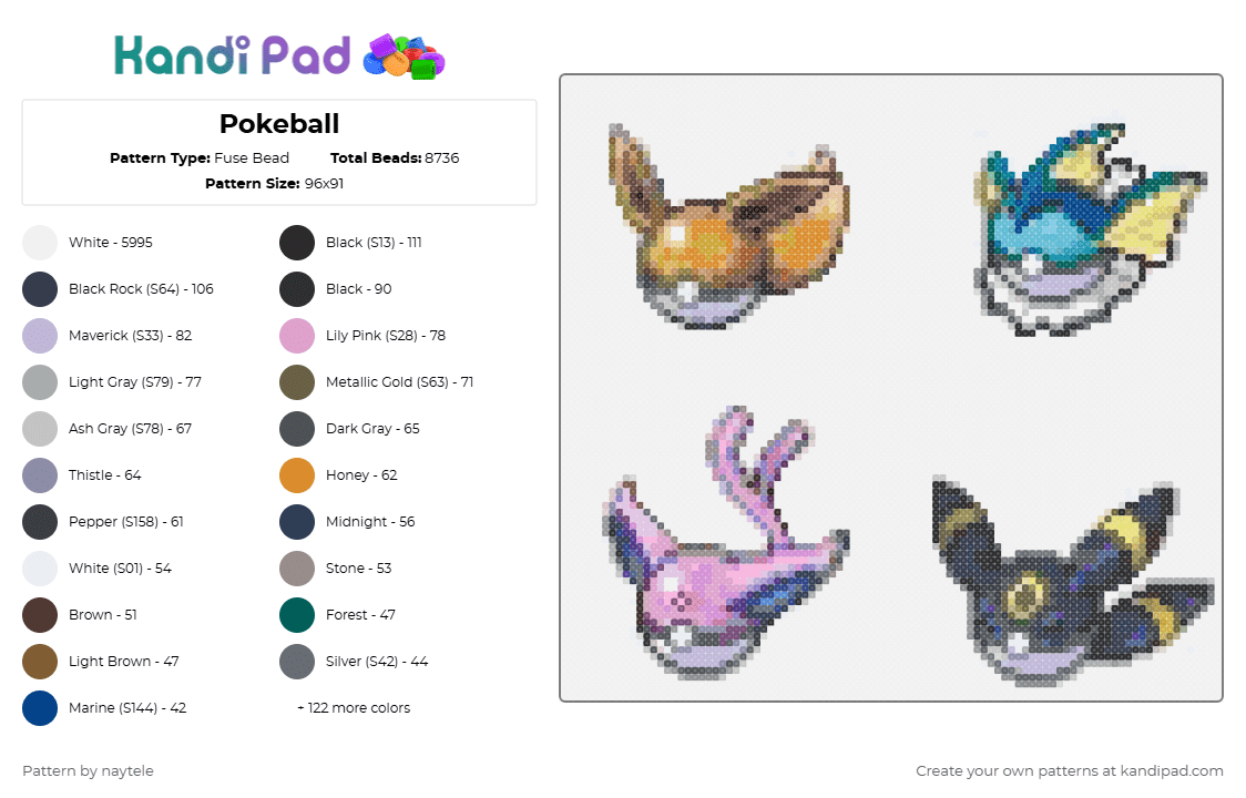 Pokeball - Fuse Bead Pattern by naytele on Kandi Pad - white,gray,tan,pink,colorful,pokemon