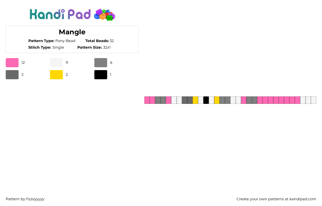 Mangle - Pony Bead Pattern by fizzxyyyyy on Kandi Pad - pink,gray