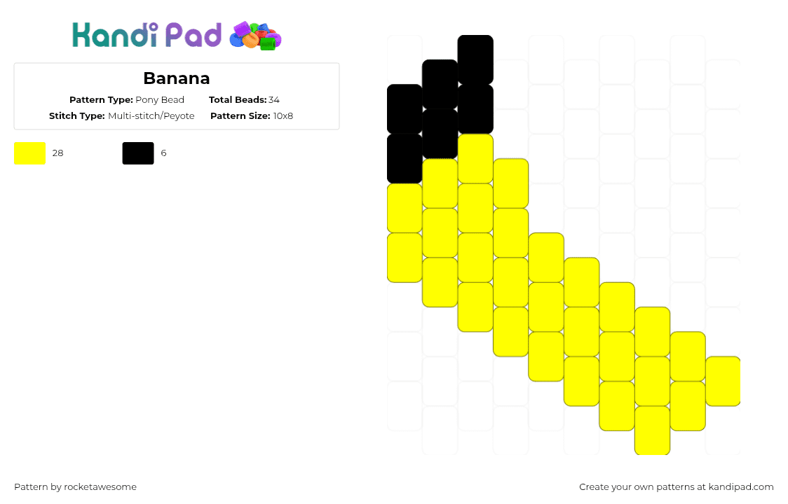 Banana - Pony Bead Pattern by rocketawesome on Kandi Pad - yellow