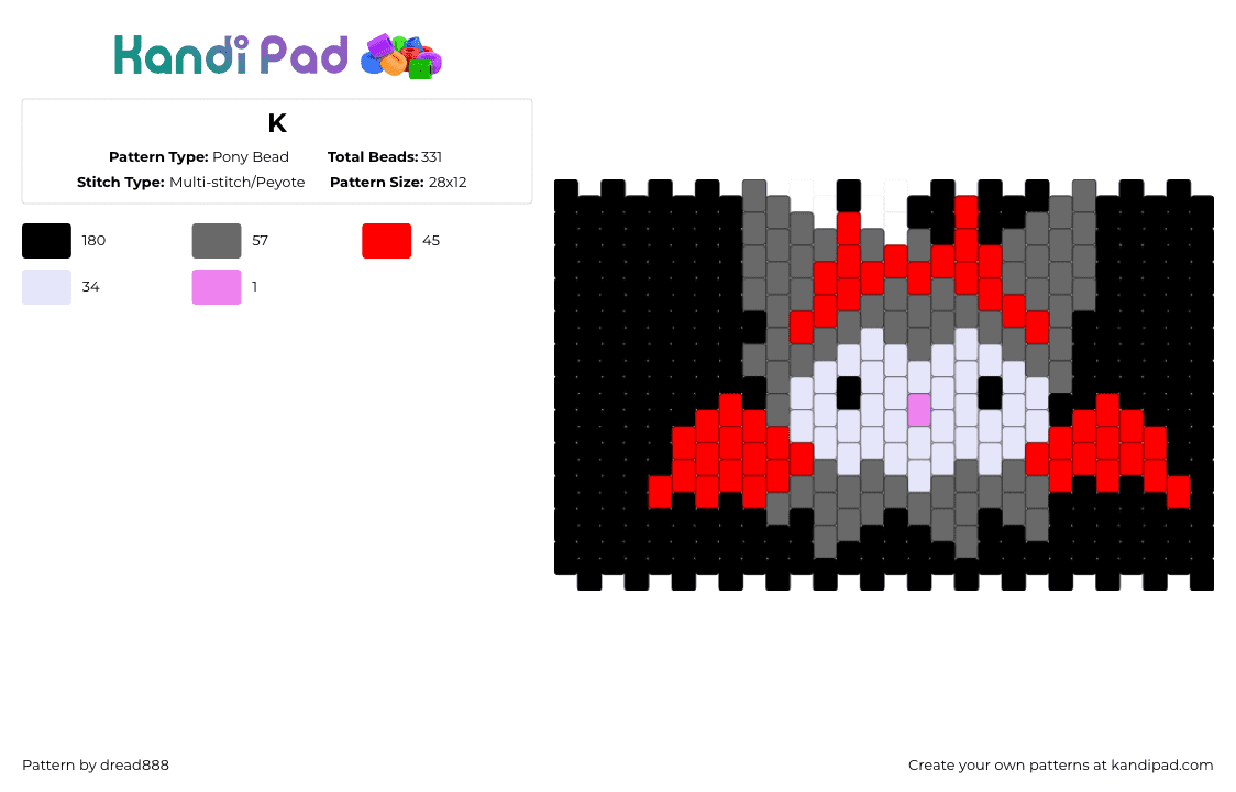K Pony Bead Pattern - Kandi Pad | Kandi Patterns, Fuse Bead Patterns ...