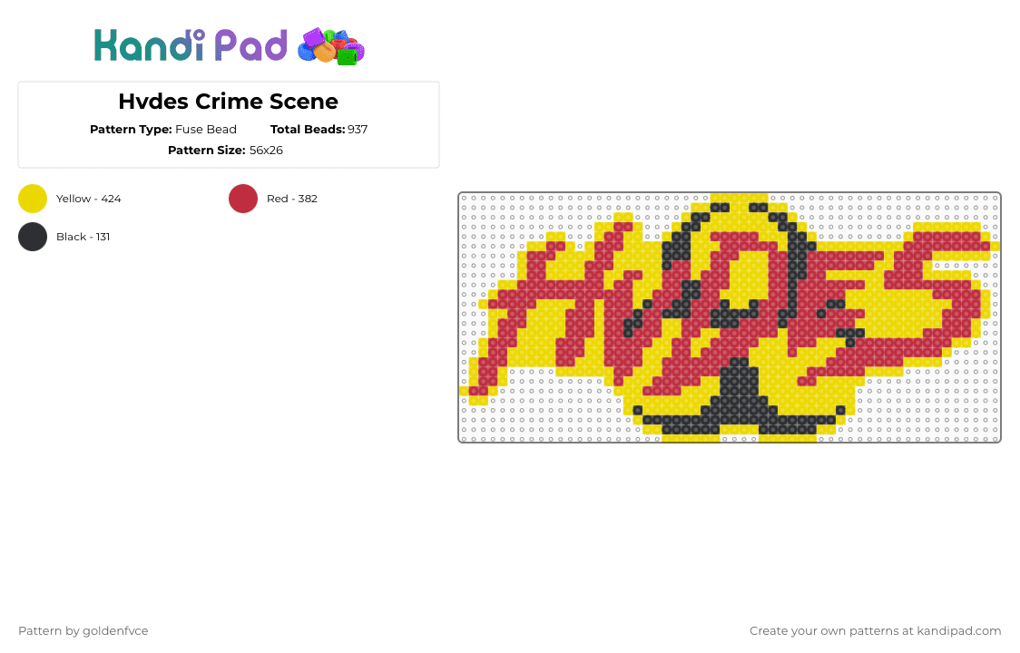 Hvdes Crime Scene - Fuse Bead Pattern by goldenfvce on Kandi Pad - hvdes,hades,dj,music,edm,logo,toxic,crime scene,red,yellow