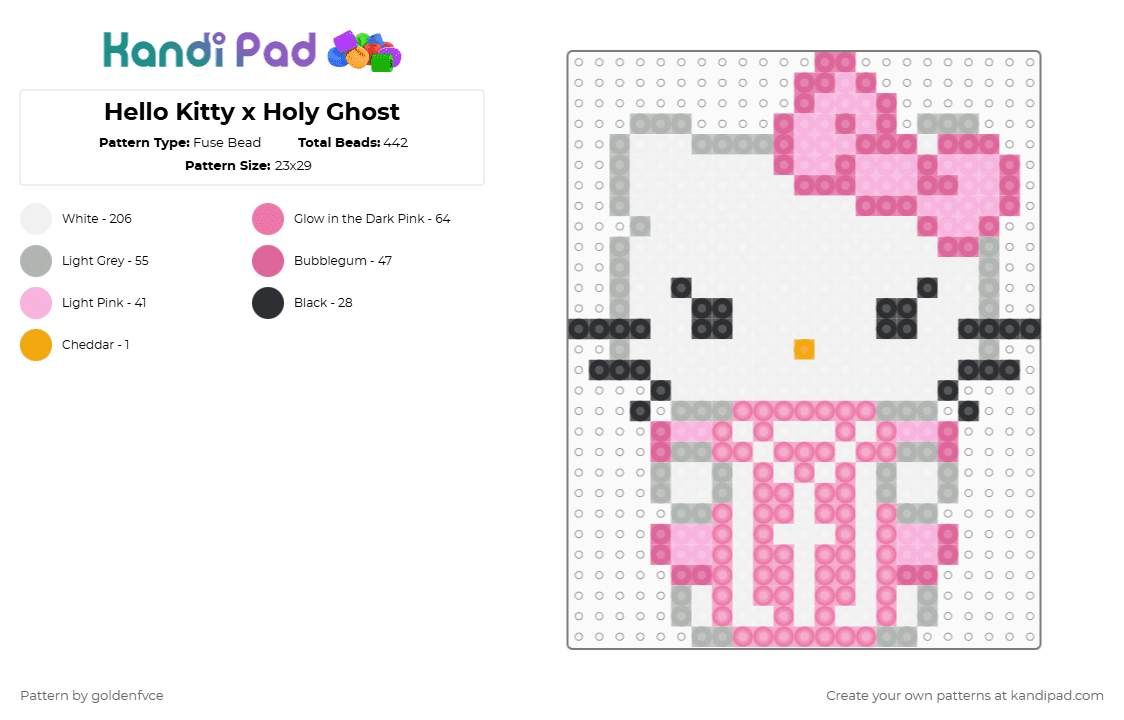 Hello Kitty x Holy Ghost - Fuse Bead Pattern by goldenfvce on Kandi Pad - 
