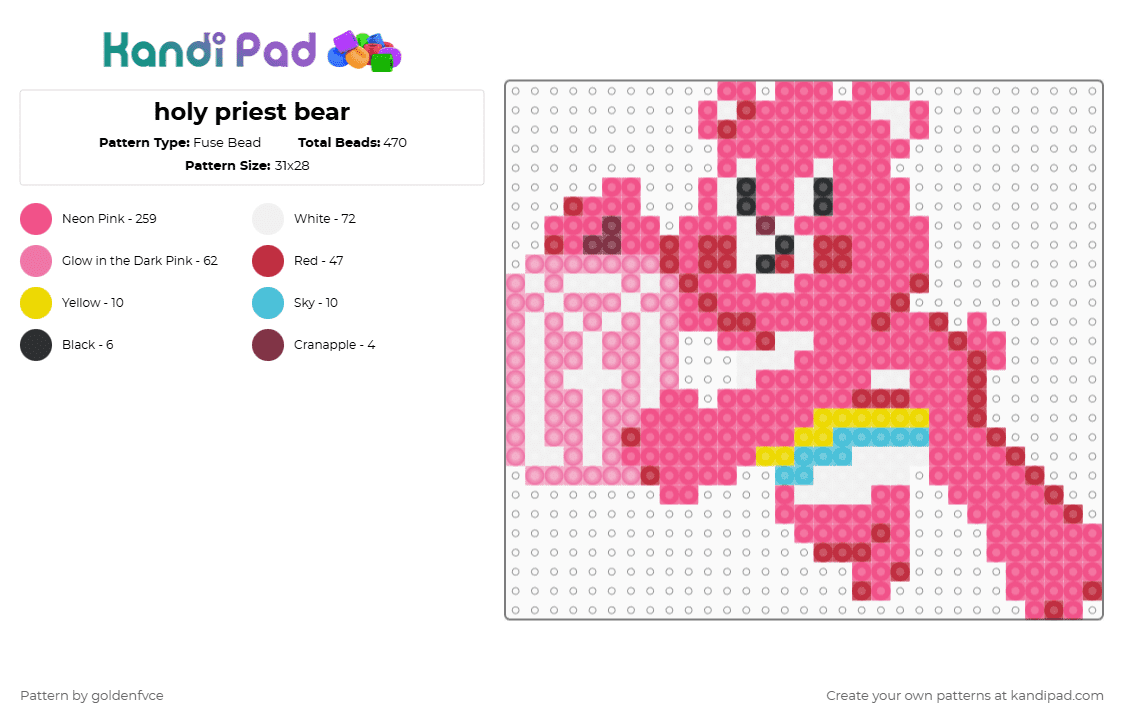 holy priest x cheer bear - Fuse Bead Pattern by goldenfvce on Kandi Pad - 