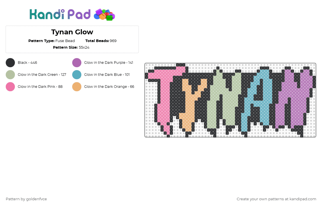 Tynan Glow - Fuse Bead Pattern by goldenfvce on Kandi Pad - tynan,dubstep,baby subtronics,tynan is cracked