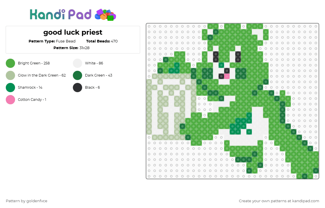 good luck bear x holy priest - Fuse Bead Pattern by goldenfvce on Kandi Pad - 
