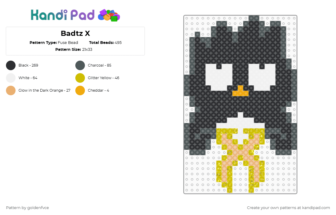 Badtz X - Fuse Bead Pattern by goldenfvce on Kandi Pad - 