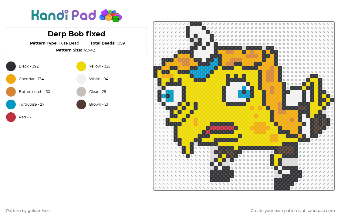 Derp Bob color adjust - Fuse Bead Pattern by goldenfvce on Kandi Pad - 