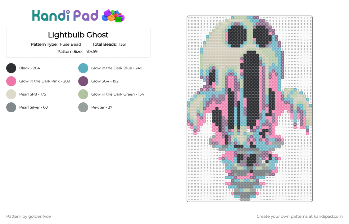 Lightbulb Ghost - Fuse Bead Pattern by goldenfvce on Kandi Pad - 