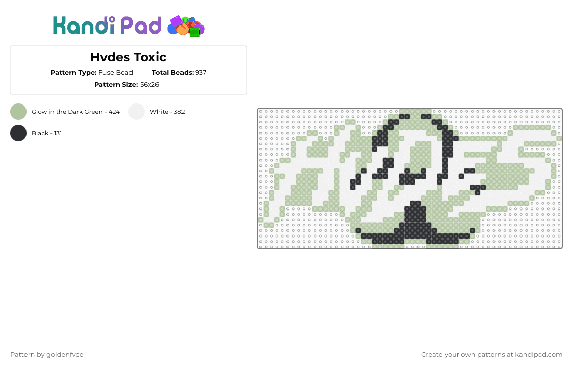 Hvdes Toxic - Fuse Bead Pattern by goldenfvce on Kandi Pad - hvdes,hades,dj,logo,music,edm,white,beige,toxic,hazard,glow