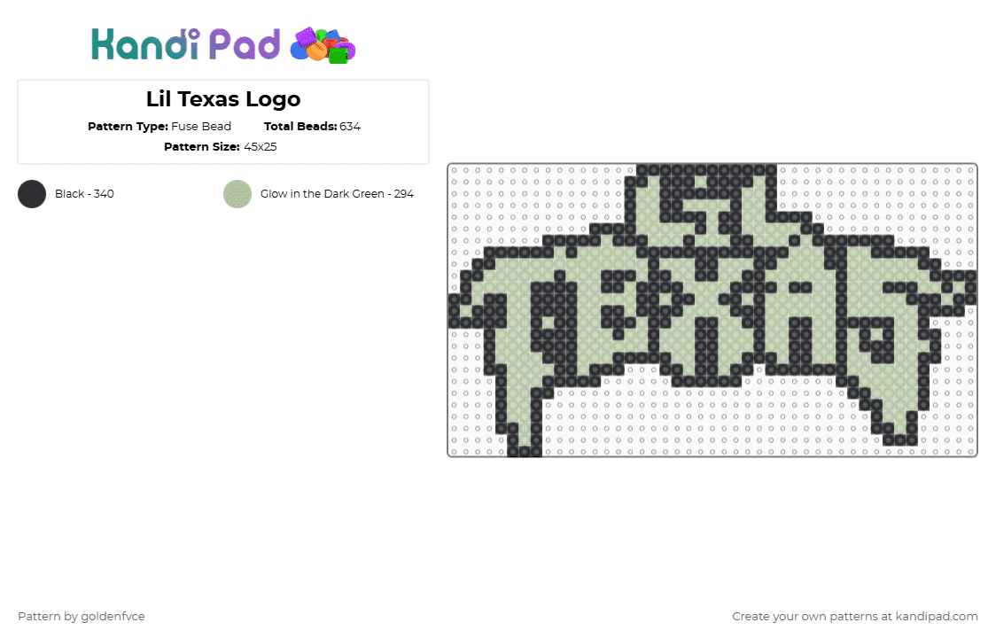 Lil Texas Logo - Fuse Bead Pattern by goldenfvce on Kandi Pad - 