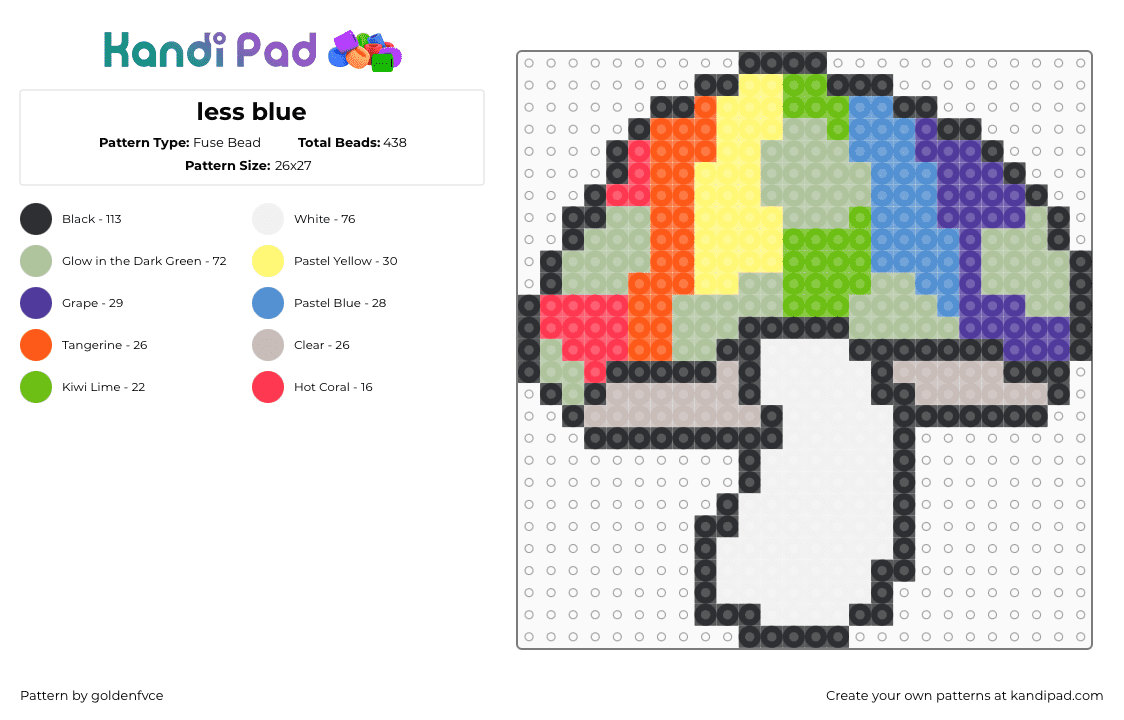 less blue - Fuse Bead Pattern by goldenfvce on Kandi Pad - mushroom,shroom,rainbow,glow,cute,beige
