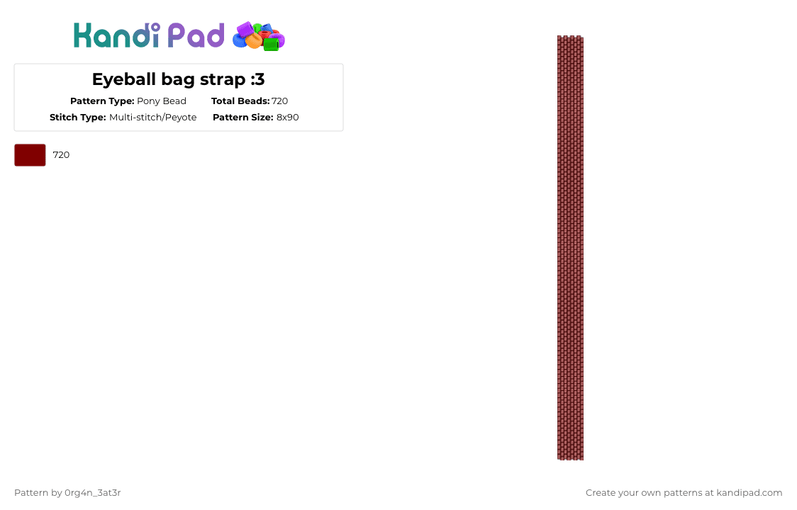 Eyeball bag strap :3 - Pony Bead Pattern by 0rg4nz on Kandi Pad - brown