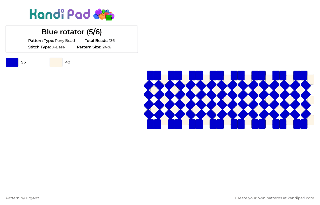 Blue rotator (5/6) - Pony Bead Pattern by 0rg4nz on Kandi Pad - purple, white