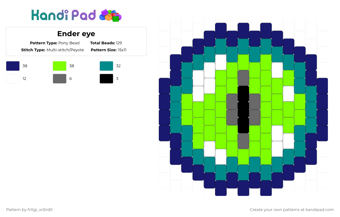 Ender eye - Pony Bead Pattern by 0rg4nz on Kandi Pad - purple,teal,green