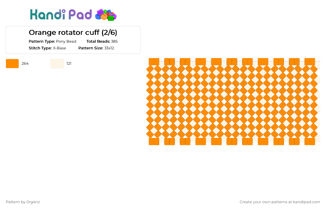 Orange rotator cuff (2/6) - Pony Bead Pattern by 0rg4nz on Kandi Pad - orange, white
