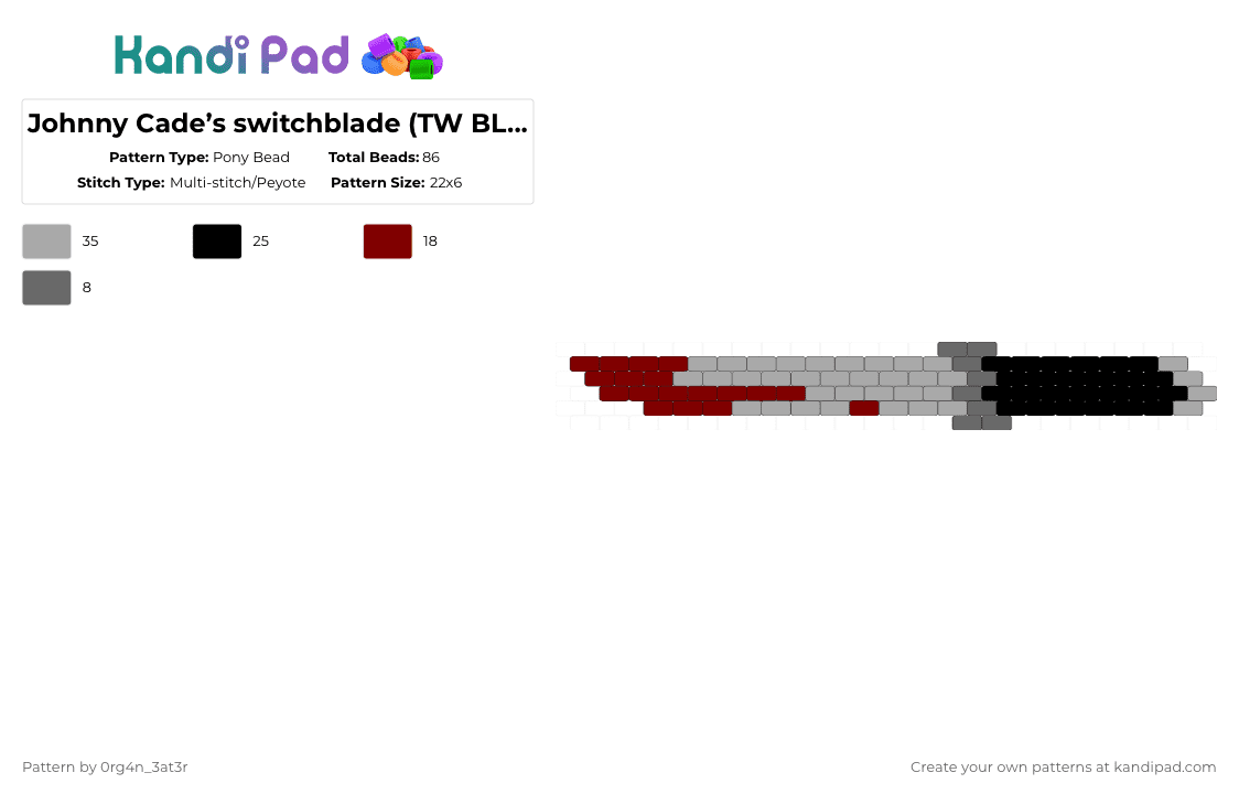 Johnny Cade’s switchblade (TW BLOOD) - Pony Bead Pattern by 0rg4nz on Kandi Pad - beige
