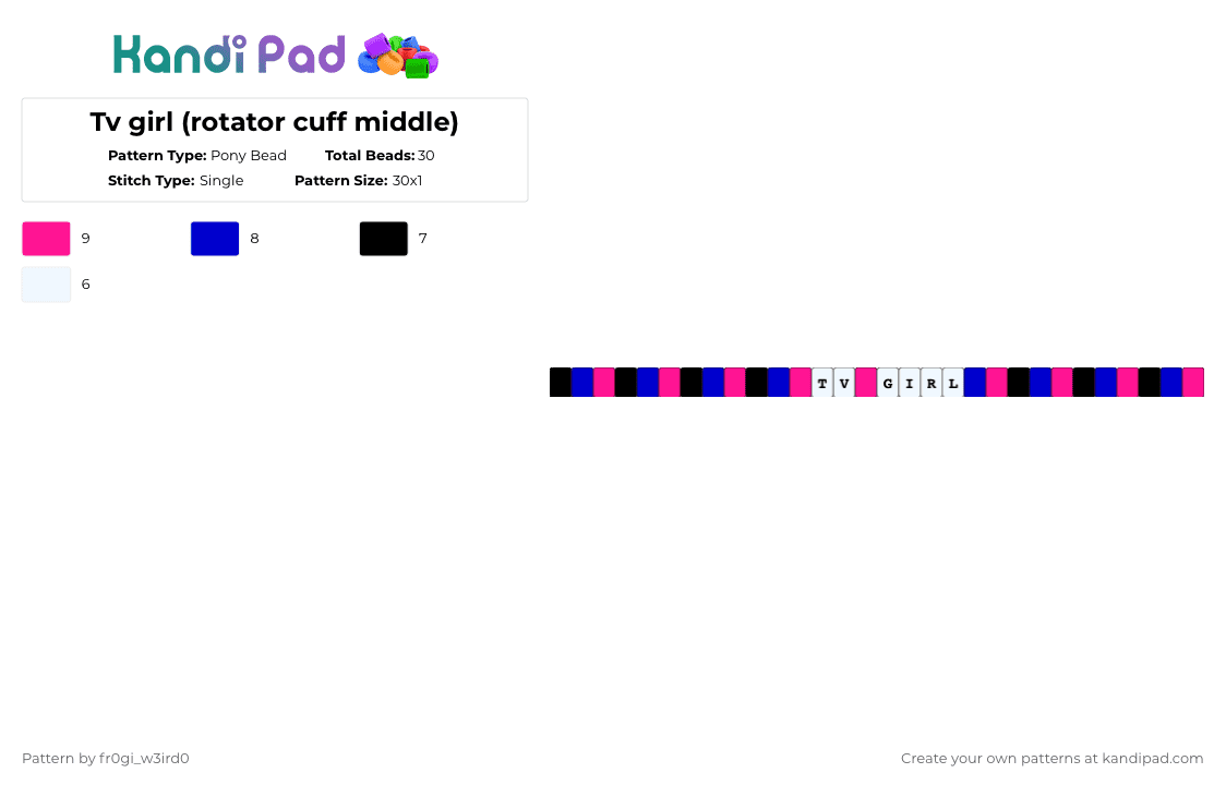 Tv girl (rotator cuff middle) - Pony Bead Pattern by 0rg4nz on Kandi Pad - purple,pink