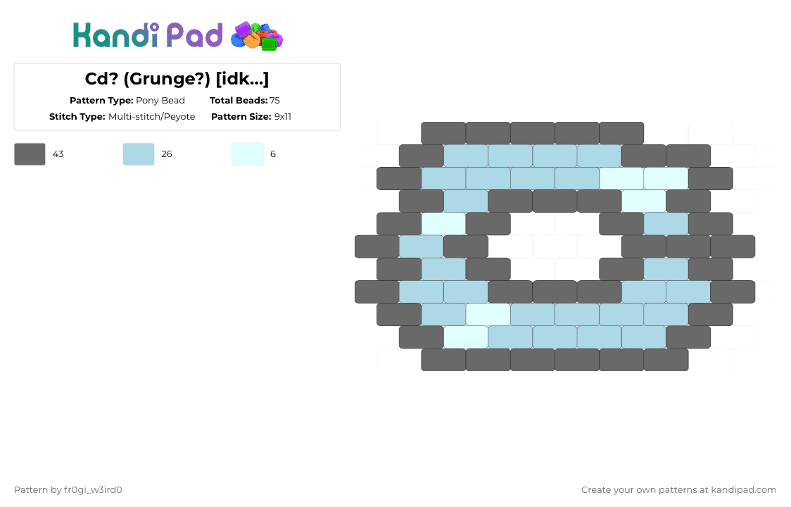 Cd? (Grunge?) [idk…] - Pony Bead Pattern by 0rg4nz on Kandi Pad - gray,light blue,cotdgrunge