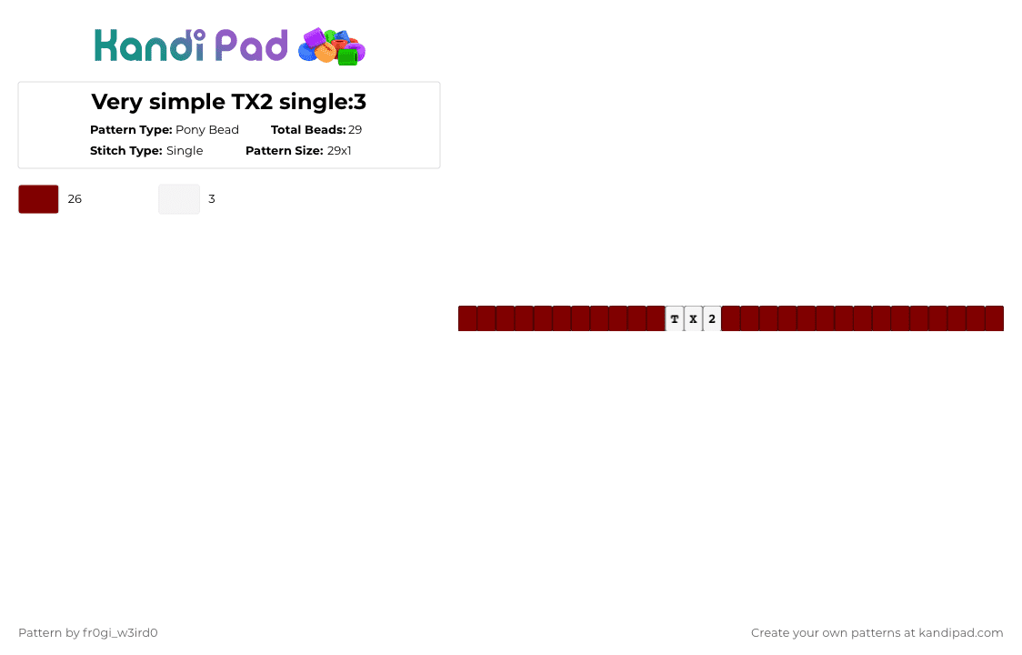 Very simple TX2 single:3 - Pony Bead Pattern by 0rg4nz on Kandi Pad - brown