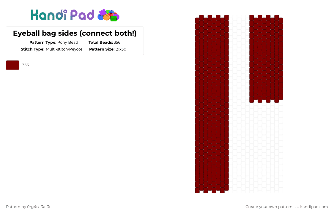 Eyeball bag sides (connect both!) - Pony Bead Pattern by 0rg4nz on Kandi Pad - brown