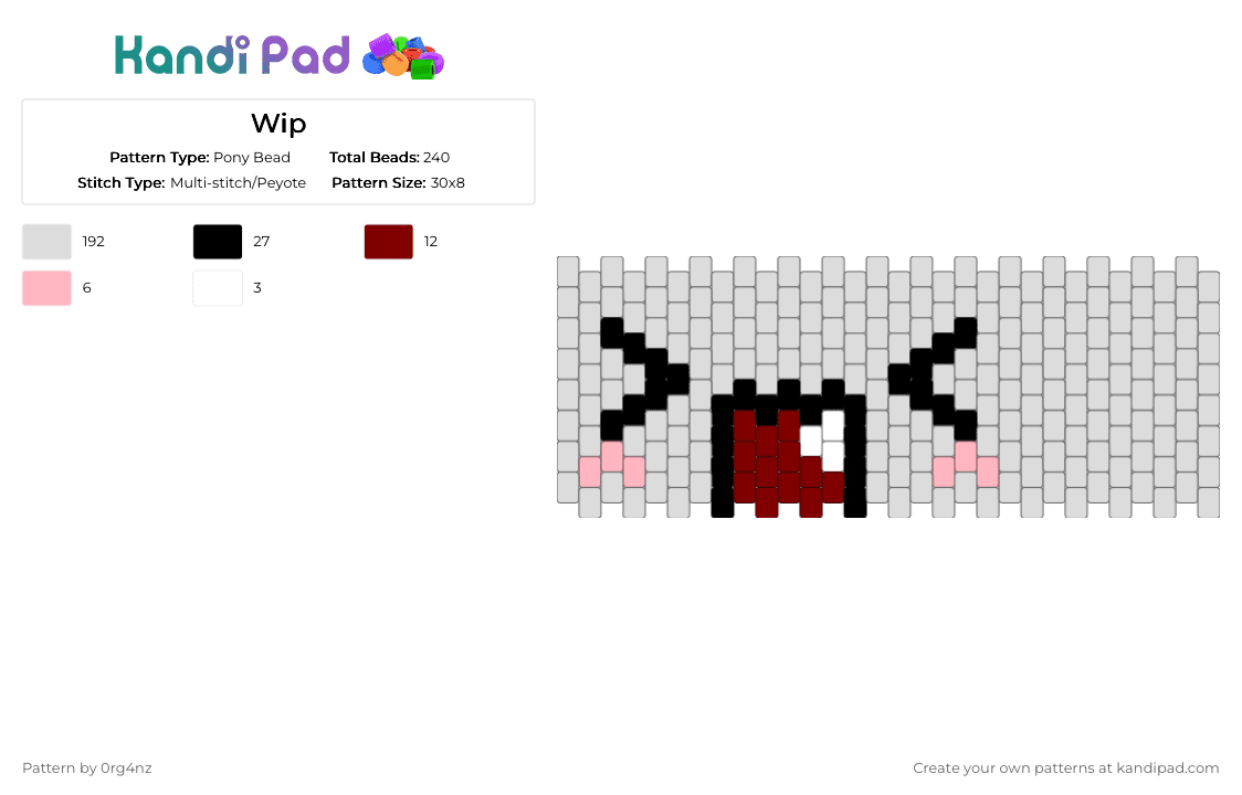 Wip - Pony Bead Pattern by 0rg4nz on Kandi Pad - white,pink,brown