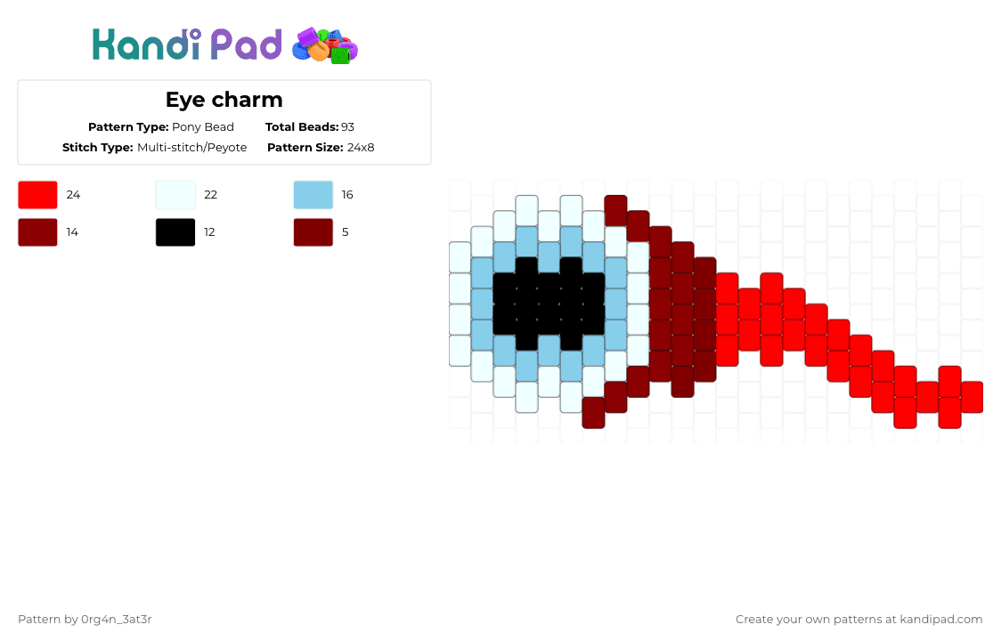 Eye charm - Pony Bead Pattern by 0rg4nz on Kandi Pad - red