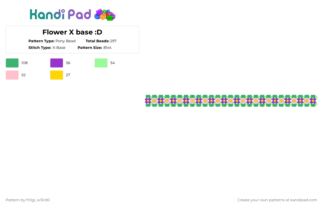 Flower X base :D - Pony Bead Pattern by 0rg4nz on Kandi Pad - green,purple