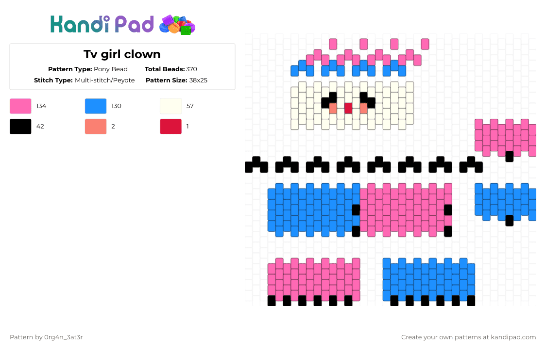Tv girl clown - Pony Bead Pattern by 0rg4nz on Kandi Pad - 