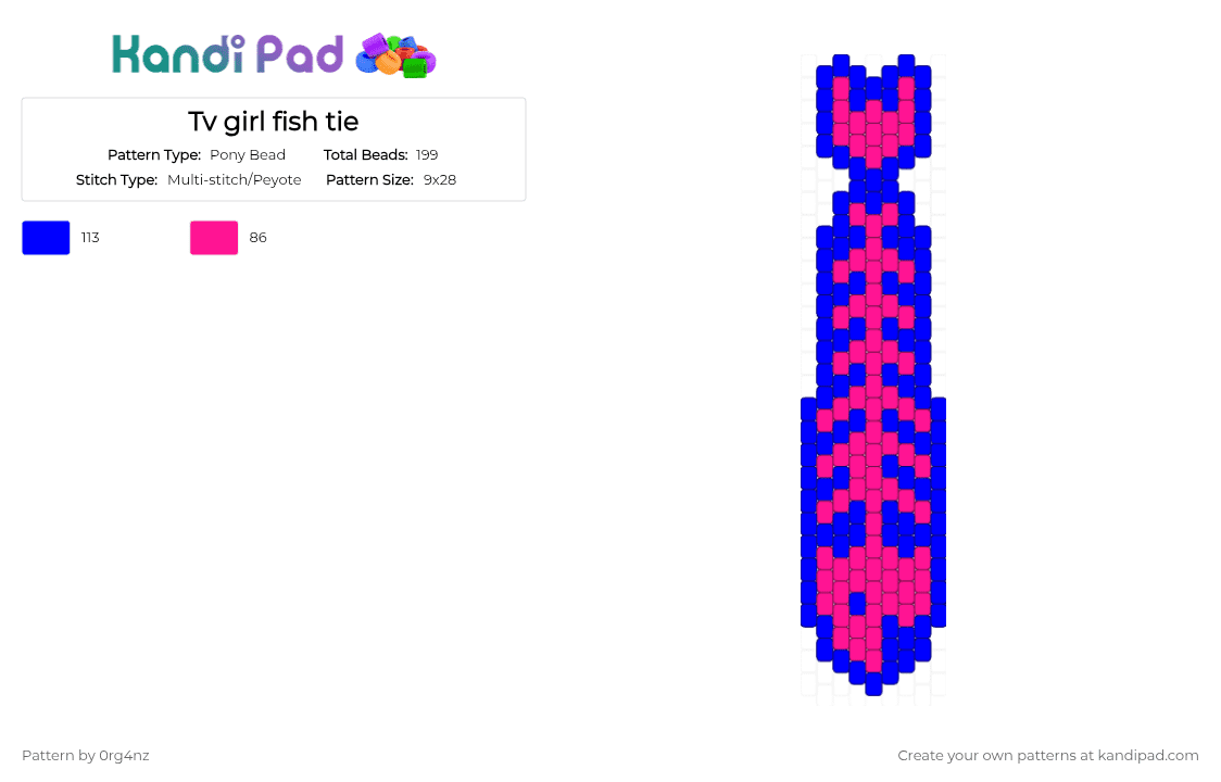 Tv girl fish tie - Pony Bead Pattern by 0rg4nz on Kandi Pad - purple,pink