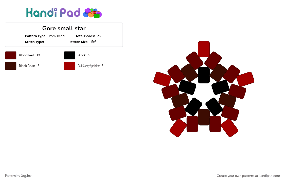 Gore small star - Pony Bead Pattern by 0rg4nz on Kandi Pad - brown, gore, gorecore