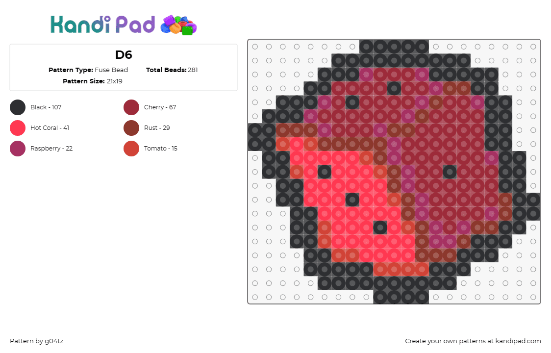 D6 - Fuse Bead Pattern by g04tz on Kandi Pad - die,dice