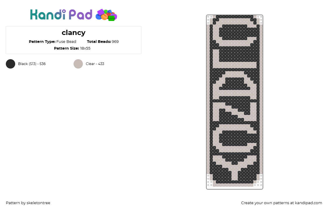 clancy - Fuse Bead Pattern by skeletontree on Kandi Pad - beige,black