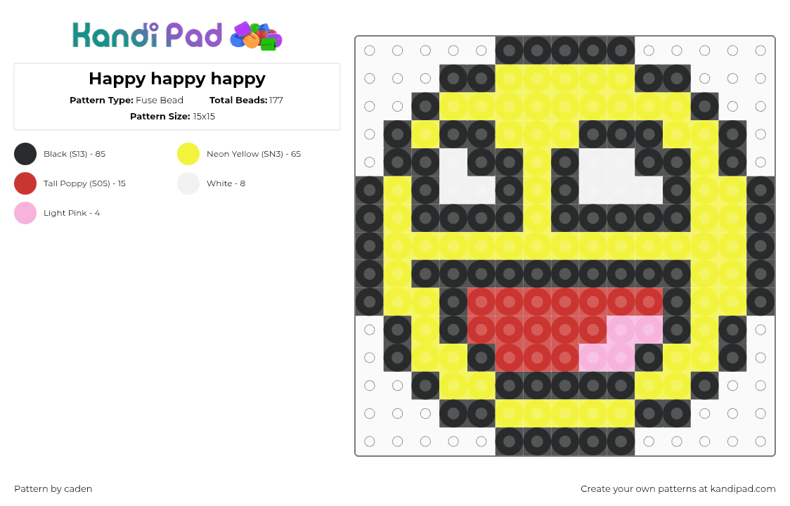 Happy happy happy - Fuse Bead Pattern by caden on Kandi Pad - yellow
