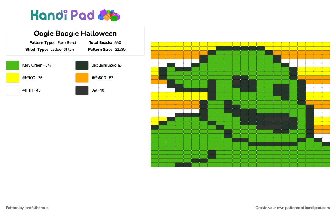 Oogie Boogie Halloween - Pony Bead Pattern by lordfathereric on Kandi Pad - green