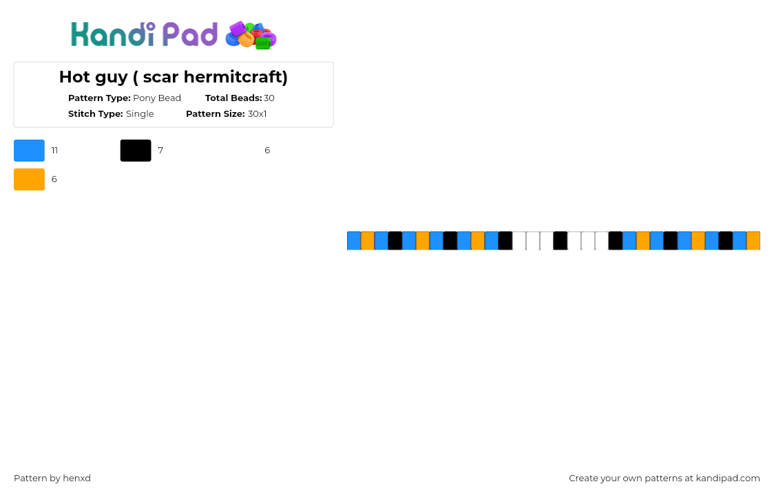 Hot guy ( scar hermitcraft) - Pony Bead Pattern by henxd on Kandi Pad - light blue,orange