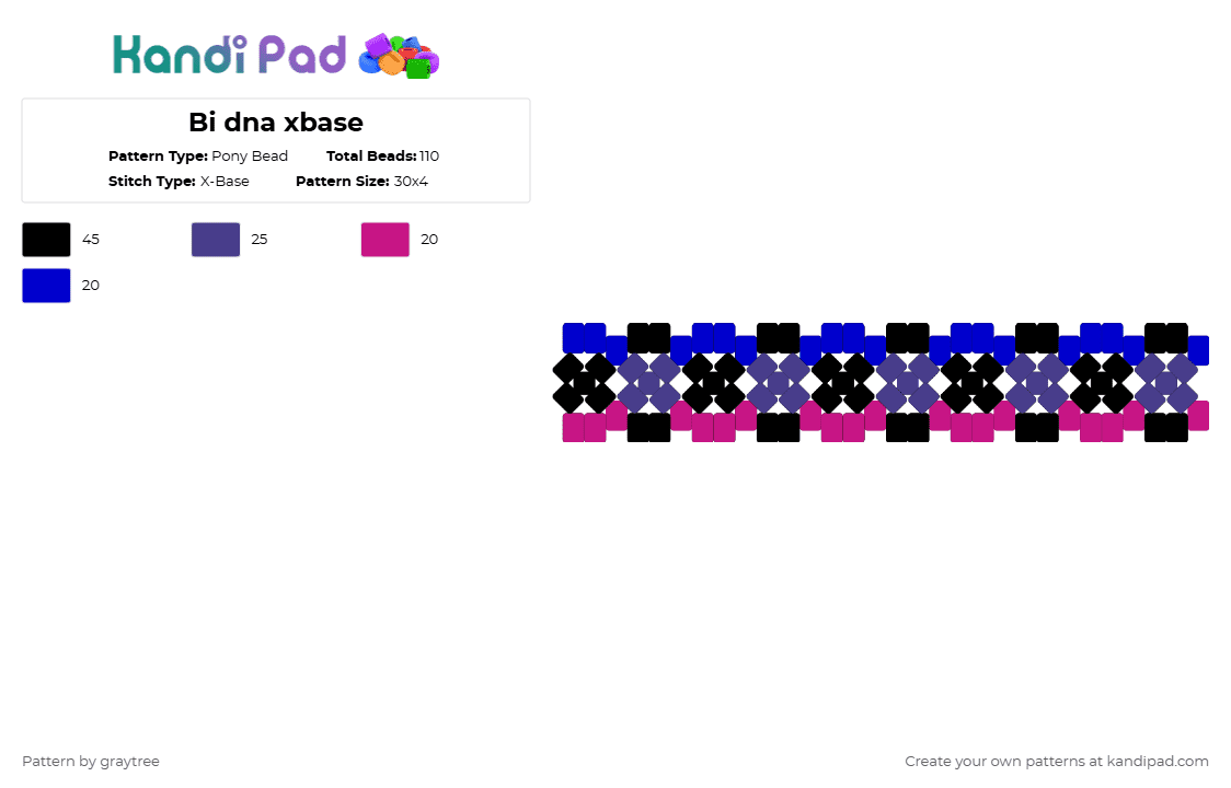 Bi dna xbase - Pony Bead Pattern by graytree on Kandi Pad - pink,purple