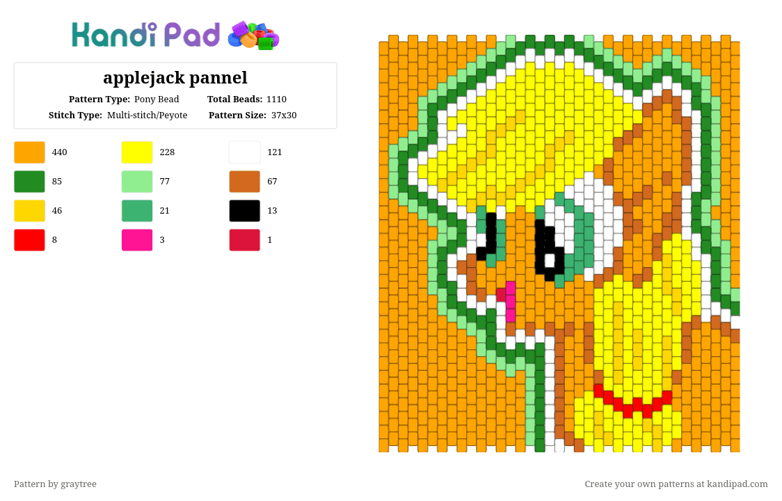 applejack pannel - Pony Bead Pattern by graytree on Kandi Pad - orange, yellow