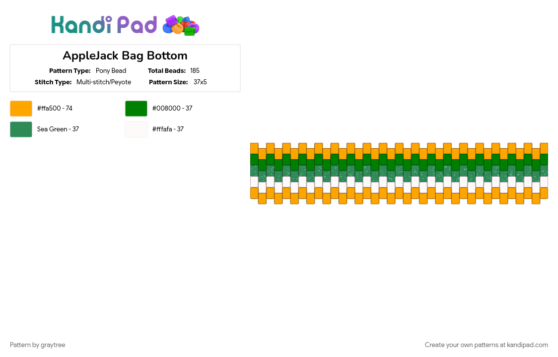 AppleJack Bag Bottom - Pony Bead Pattern by graytree on Kandi Pad - green, orange