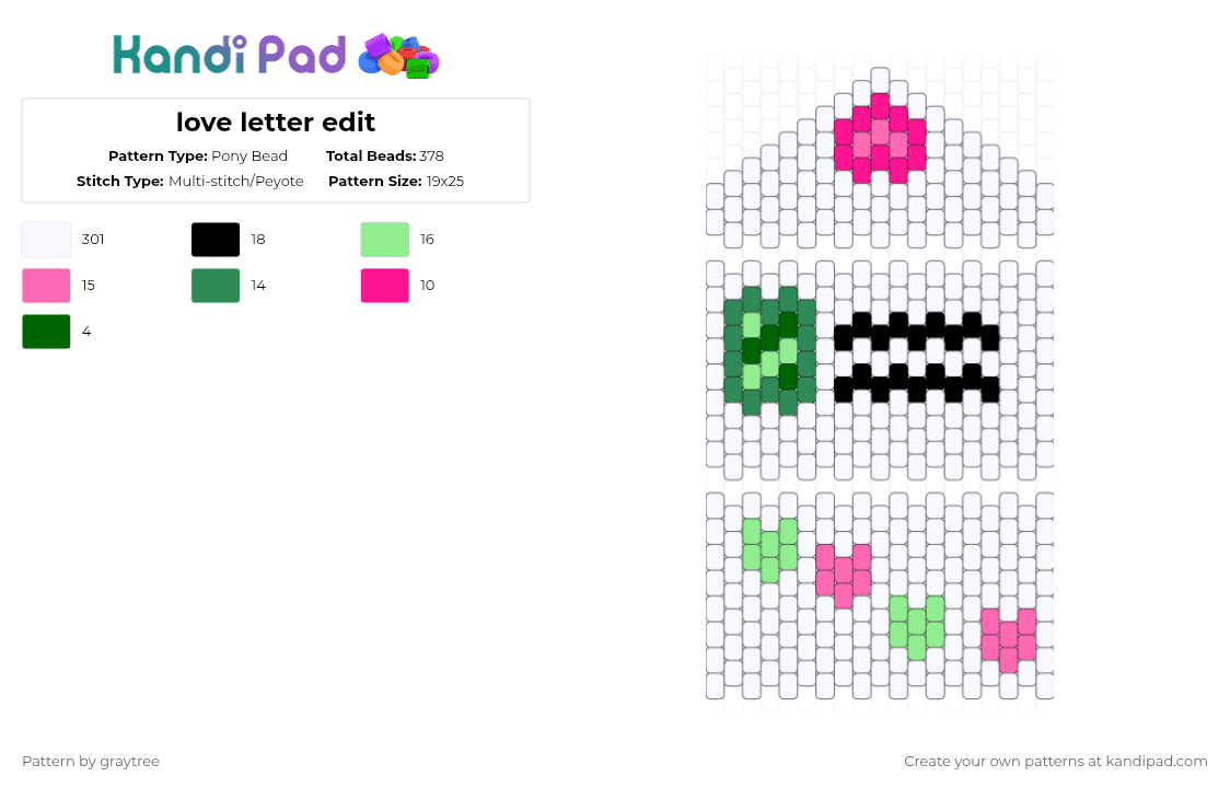 love letter edit - Pony Bead Pattern by graytree on Kandi Pad - white,pink