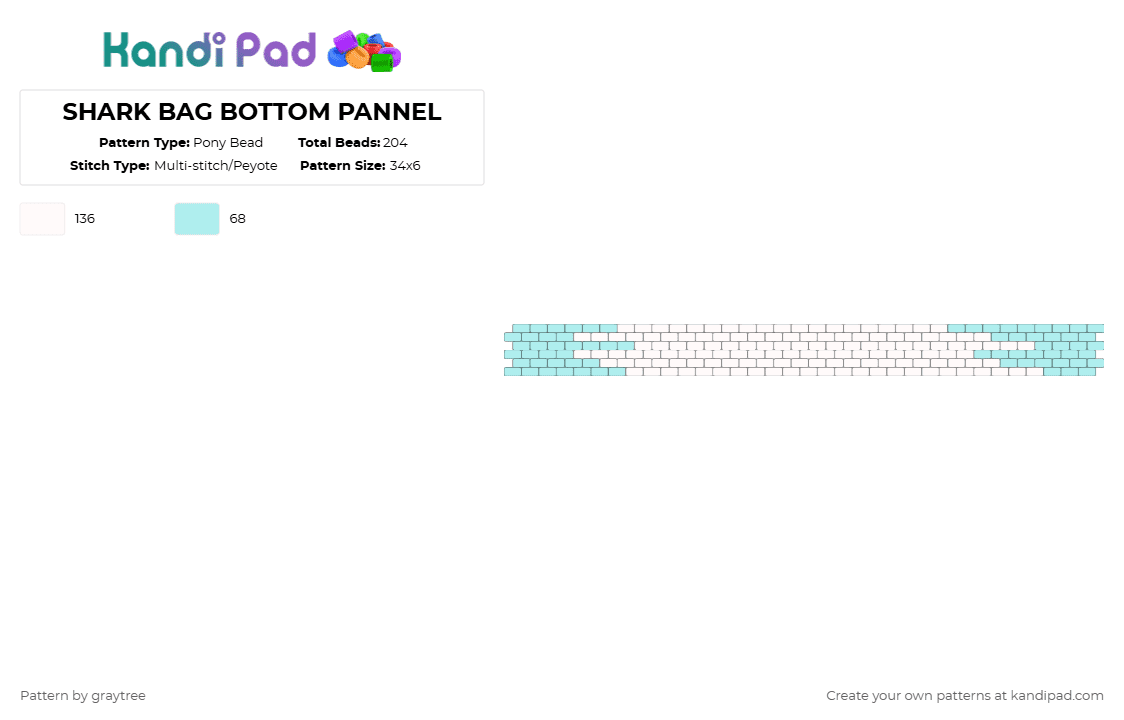 SHARK BAG BOTTOM PANNEL - Pony Bead Pattern by graytree on Kandi Pad - light blue, white