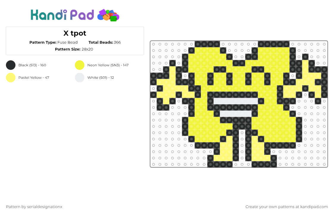 X tpot - Fuse Bead Pattern by serialdesignationx on Kandi Pad - yellow