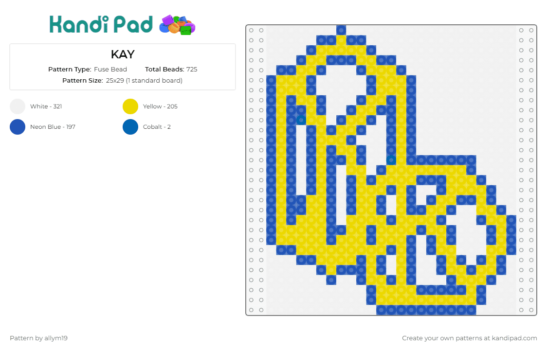 KAY - Fuse Bead Pattern by allym19 on Kandi Pad - 