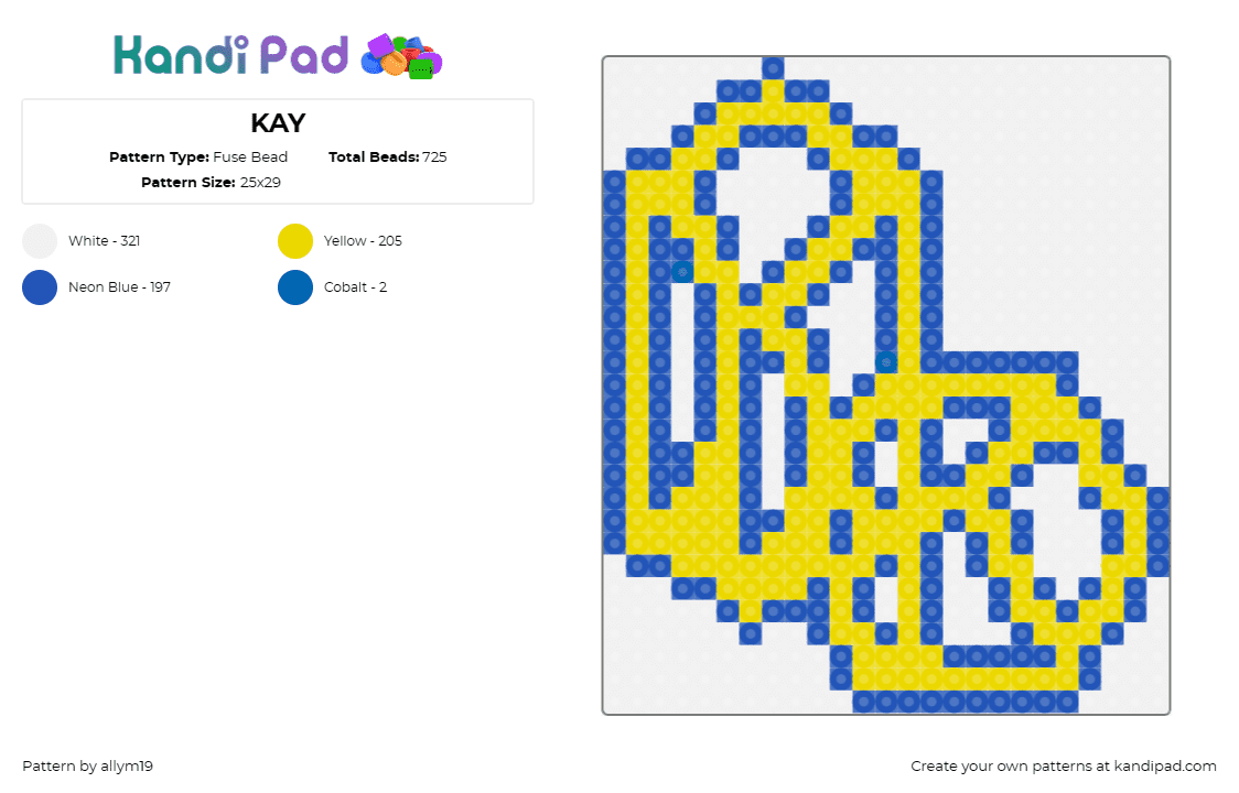 KAY - Fuse Bead Pattern by allym19 on Kandi Pad - 