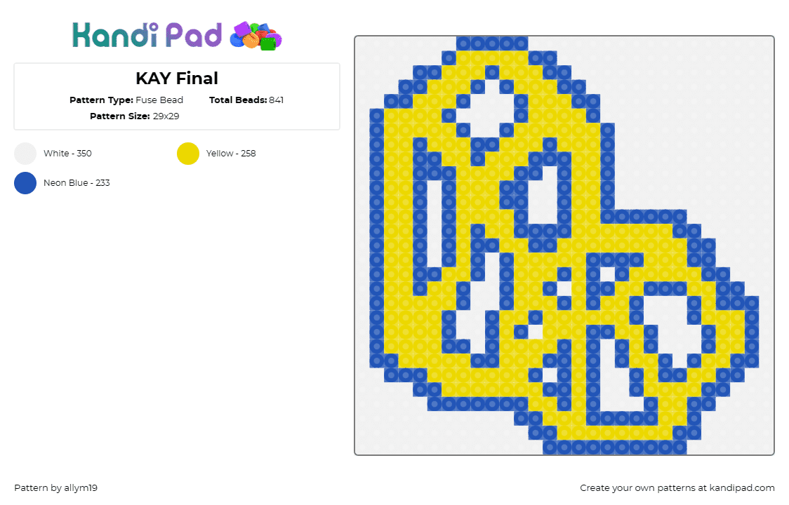 KAY Final - Fuse Bead Pattern by allym19 on Kandi Pad - 