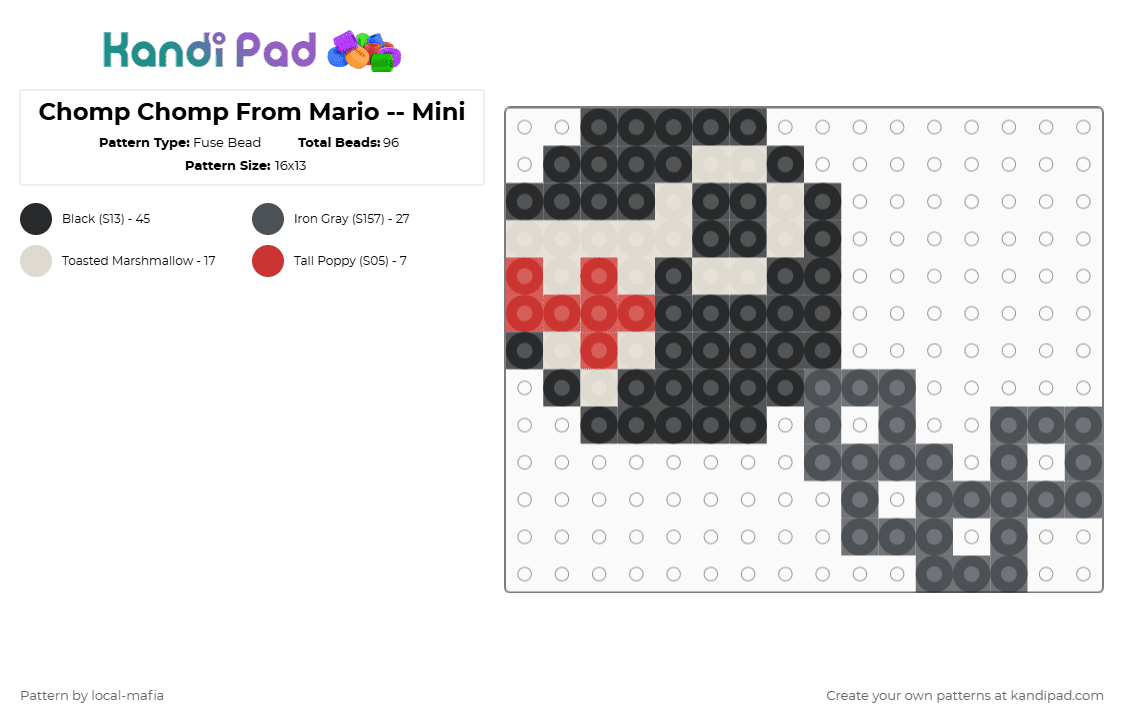 Chomp Chomp From Mario -- Mini - Fuse Bead Pattern by local-mafia on Kandi Pad - chain chomp,beige,purple