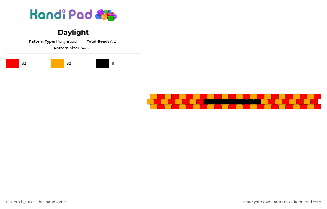 Daylight - Pony Bead Pattern by atlas_the_handsome on Kandi Pad - taylor swift,music,cuff,bracelet,daylight,radiant,warm,orange