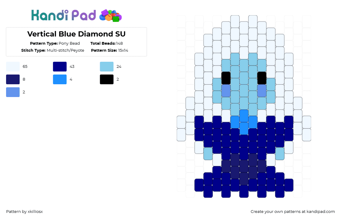Vertical Blue Diamond SU - Pony Bead Pattern by xkilliosx on Kandi Pad - light blue,purple