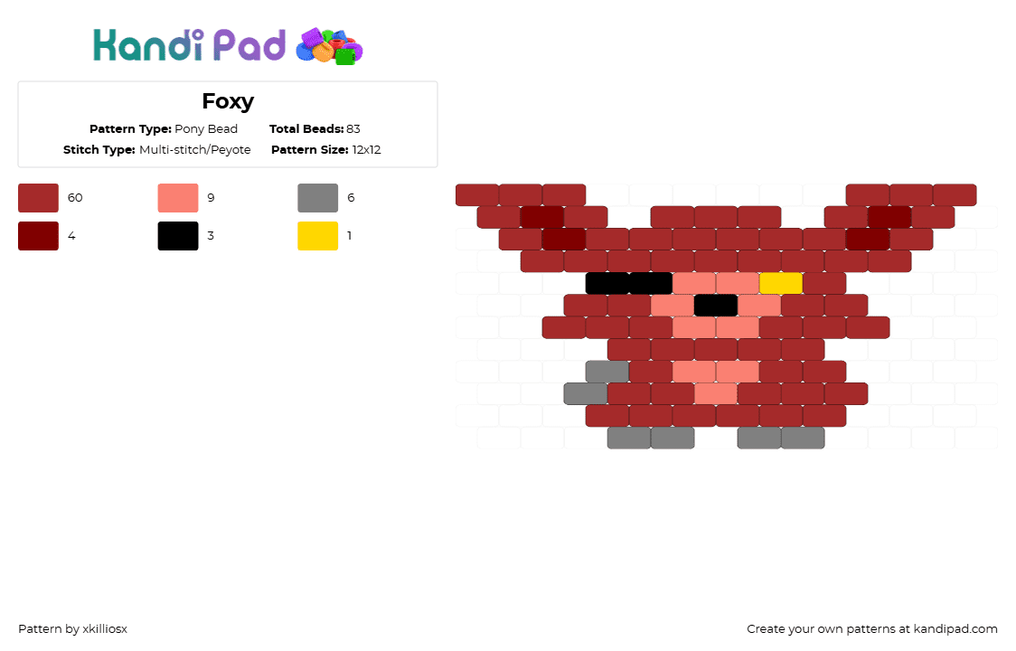 Foxy Pony Bead Pattern - Kandi Pad | Kandi Patterns, Fuse Bead Patterns ...