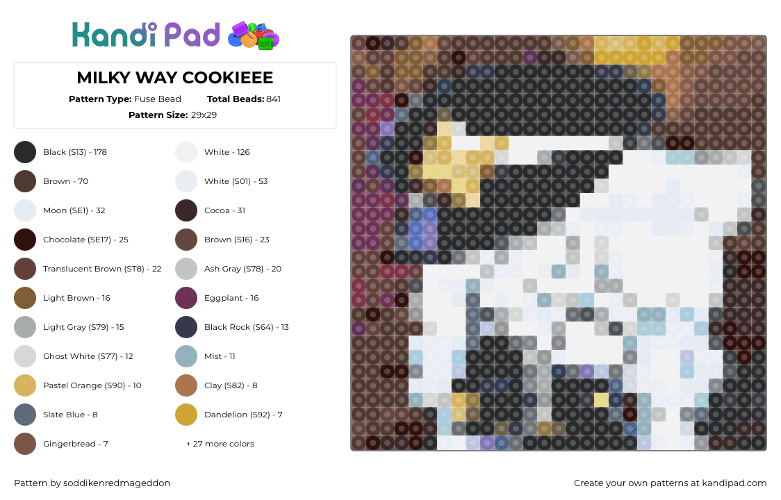 MILKY WAY COOKIEEE - Fuse Bead Pattern by soddikenredmageddon on Kandi Pad - 